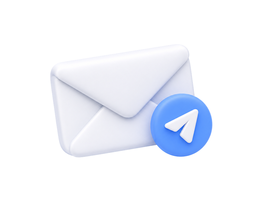 Illustration of an envelope with a paper-plane send button